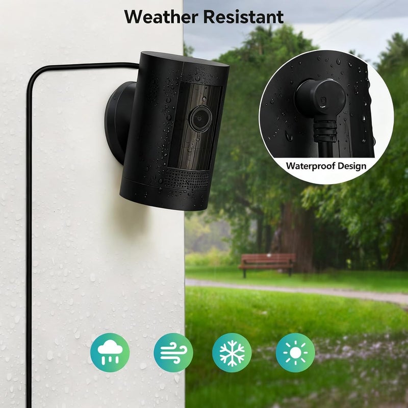 ALERTCAM Outdoor Power Adapter for Ring Stick Up Cam Battery/Plug-in 3rd Gen, 25ft Weather Resistant Charging Cable with Barrel Plug Continuously Charge Your Security Camera, Black - Image 5